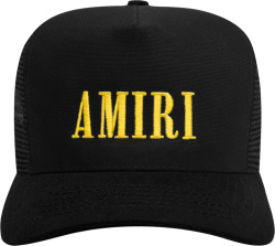 Amiri Black And Yellow Core Logo Trucker Hat