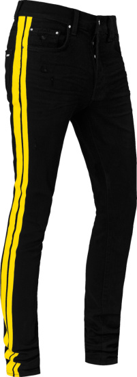 Amiri Black And Yellow Striped Track Jeans