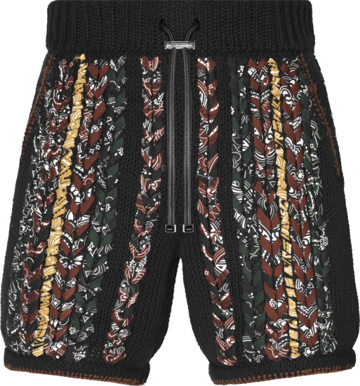Amiri Black Bandana Braieded Knit Shorts