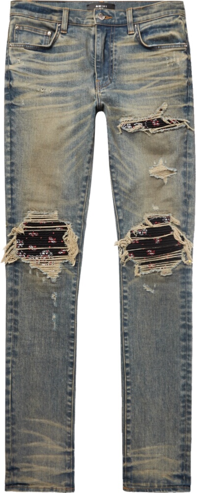 Amiri Black Bandana Underpatch ‘Dirty’ Indigo Jeans