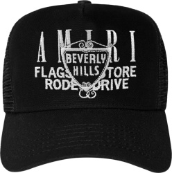 Amiri Black Beverly Hills Rodeo Drive Logo Trucker Hat