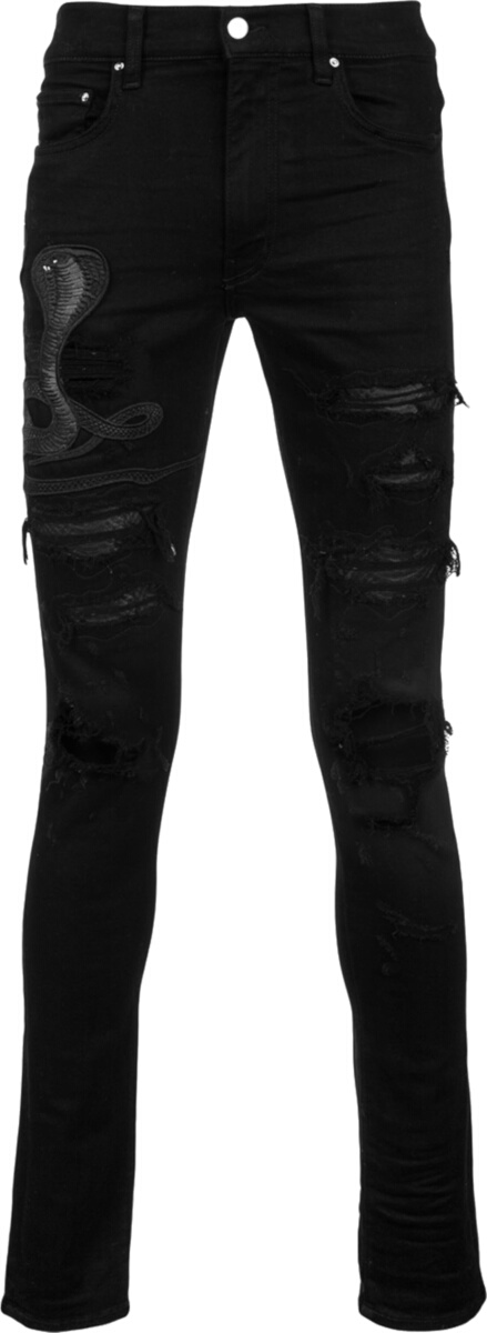 Amiri Black Crocodile Underpatch & Snake-Patch Jeans | Incorporated Style