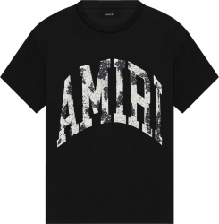 Amiri Black Distressed Collegiate Logo T Shirt
