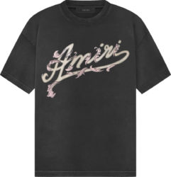 Amiri Black Filigree Baroque Logo T Shirt