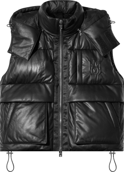 Amiri Black Leather Down Puffer Vest