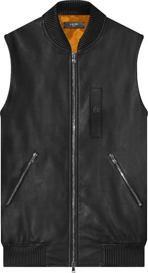 Amiri Black Leather Ma Logo Vest