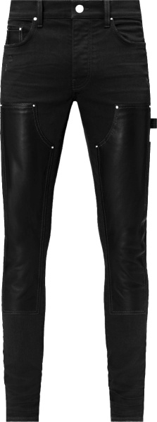 Amiri Black Leather Panel Workman Pants