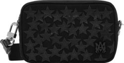 Amiri Black Leather Star Patches Camera Bag