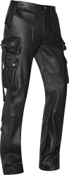 Black Leather Flared 'Tactical' Cargo Pants