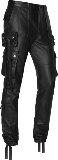 Amiri Black Leather Tactical Pants