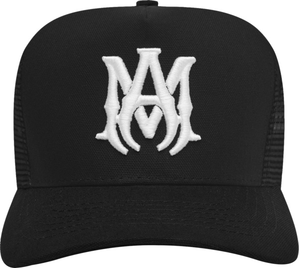 Amiri Black Ma Logo Trucker Hat