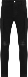 Amiri Black Ribbed Leather Knee Cargo Pants