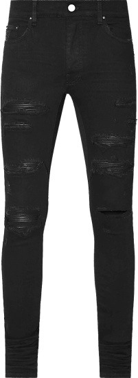 Amiri Black Leather Patch 'Thrasher' Jeans | INC STYLE
