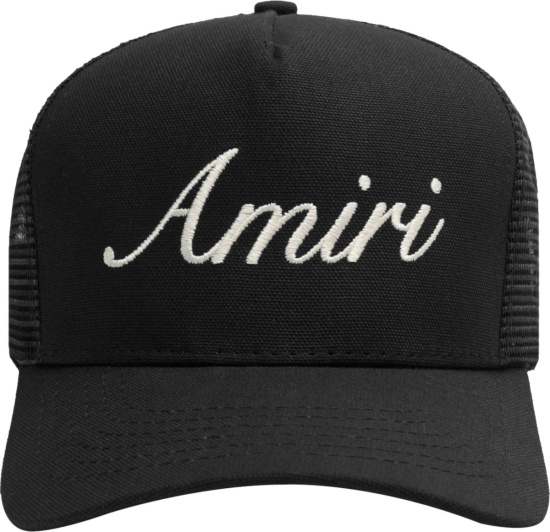 Amiri Black Script Logo Trucker Hat