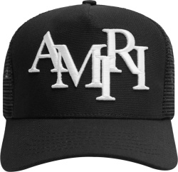 Amiri Black Staggered Logo Hat