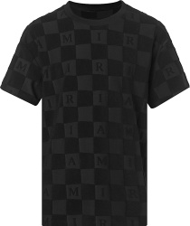 Amiri Black Terry Cotton Logo Checkered T Shirt
