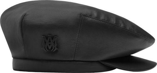 Amiri Black Vegan Leather Flat Cap