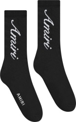 Amiri Black Vertical Script Logo Socks