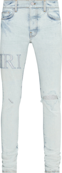 Amiri Bleached Indigo & Crystal-Logo Jeans | INC STYLE
