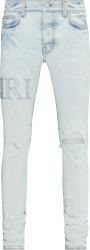 Bleached Indigo & Crystal-Logo Jeans