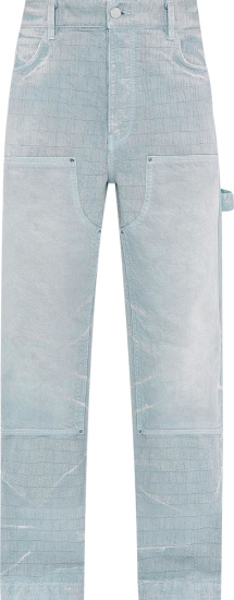 Amiri Bleached Indigo Logo Jacquard Carpenter Jeans