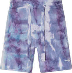 Amiri Blue And Purple Tie Dye Ma Bar Logo Knit Shorts