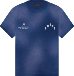 Amiri Blue Vintage College Logo T Shirt