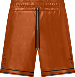 Amiri Brown Leather And Black Trim Boxing Shorts