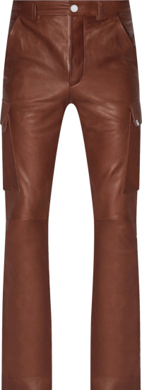 Amiri Brown Leather Flared Cargo Pants | INC STYLE