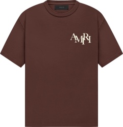 Amiri Brown Staggered Logo T Shirt