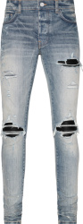 Clay Indigo & Black Leather 'MX1' Jeans