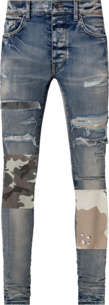 Amiri Clay Indigo And Military Art Patch Jeans