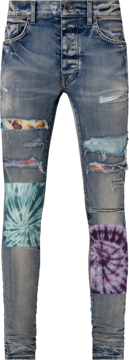 Amiri Clay Indigo & Tie-Dye 'Art Patch' Jeans | Incorporated Style