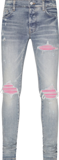 Amiri Clay Indigo And Pink Suede Mx1 Jeans