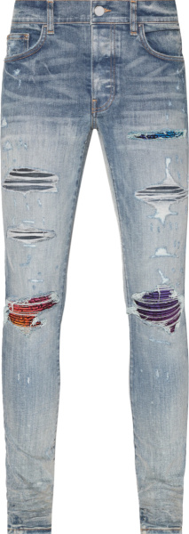 Amiri Clay Indigo And Rainbow Gradient Bandana Thrasher Jeans