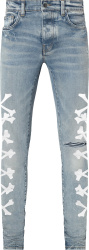 Amiri Clay Indigo And White Bones Patch Jeans