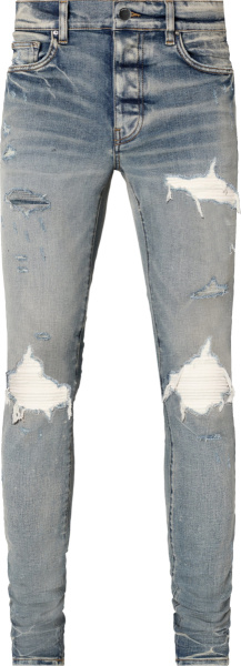 Amiri Clay Indigo And White Suede Underpatch Mx1 Jeans