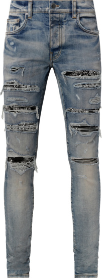 Amiri Clay Indigo Black Bandana Thrash Jeans