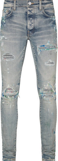 Amiri Clay Indigo Paint Splatter Mx1 Jeans