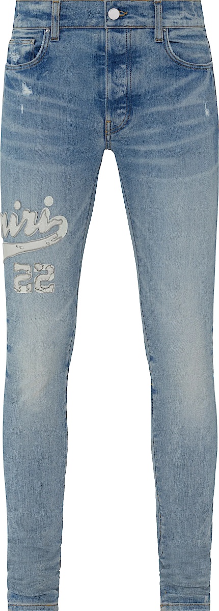Amiri Clay Indigo Varsity Logo 'Amiri 22' Jeans | INC STYLE