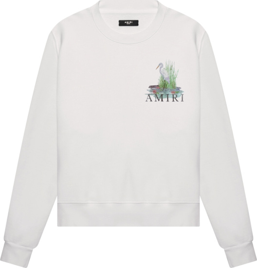 Amiri Crane Print White Sweatshirt