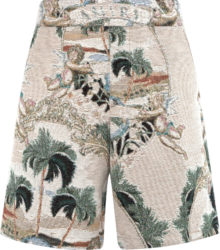 Amiri Cream Multicolor Cherub Palm Tapestry Shorts
