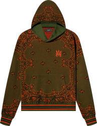 Army Green & Orange Bandana Crocheted Hoodie
