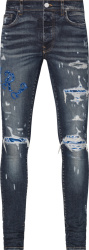 Amiri Deep Classic Indigo And Blue Bandana Old English Jeans