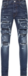 Amiri Deep Classic Indigo And Navy Glitter Thrasher Jeans