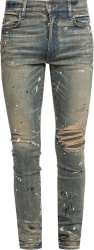 Amiri Dirty Indigo Paint Splatter Broken Jeans