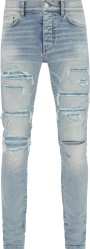 Faded Indigo & Blue Crystal 'Thrasher' Jeans