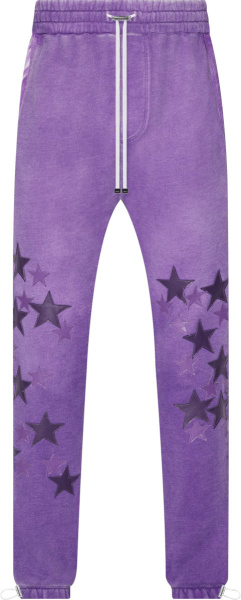 Amiri Faded Spray Pigment Dyed Purple Leather Star Patch Sweatpants