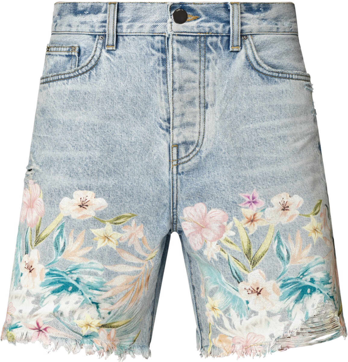 Amiri Floral Print Denim Shorts | Incorporated Style