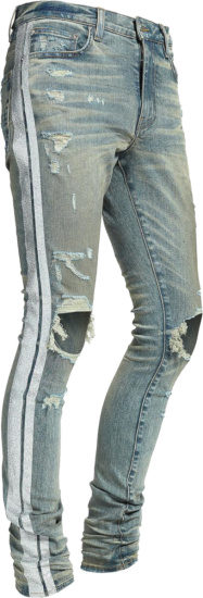 Amiri Glitter Stripe Dirty Indigo Jeans